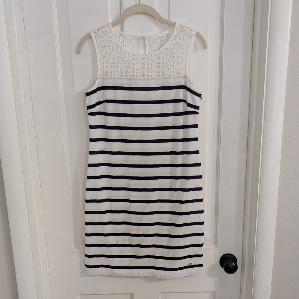 Southern Tide Womens Nautical Shift Dress‎ XTRA SMALL Coastal Sail Eyelet Stripe